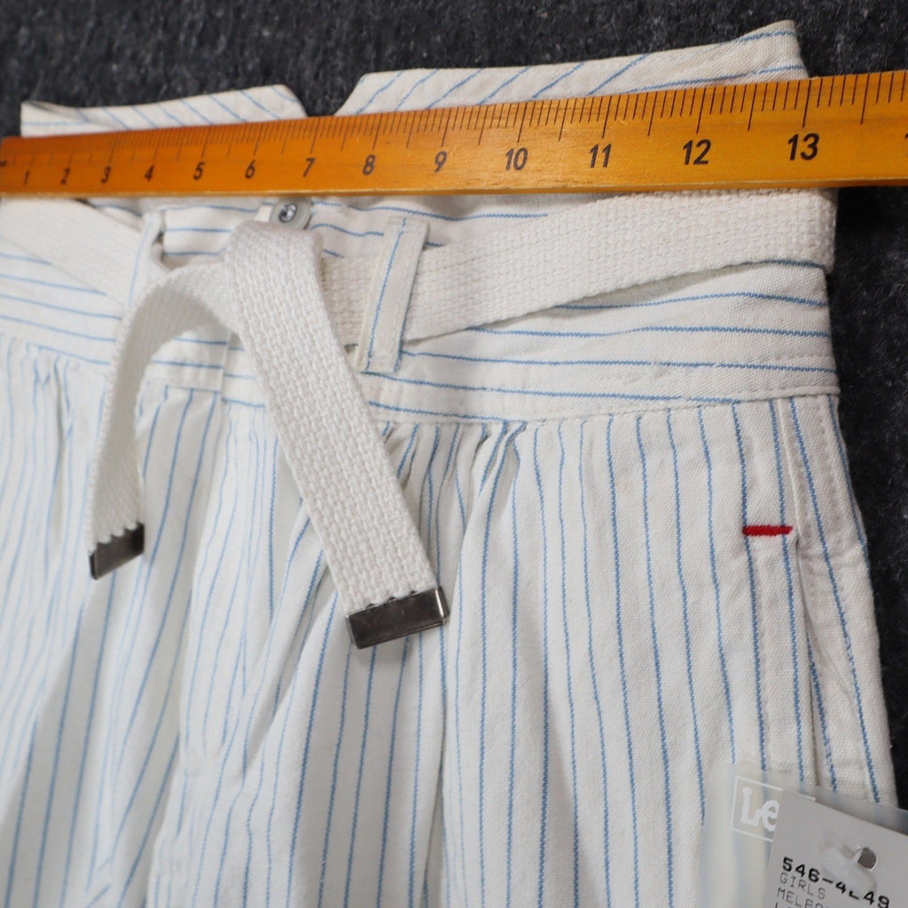 Lee Melbourne Skort Girls 12 Vintage 90s White Blue Stripe Cotton Loose Fit NWT - take2supply