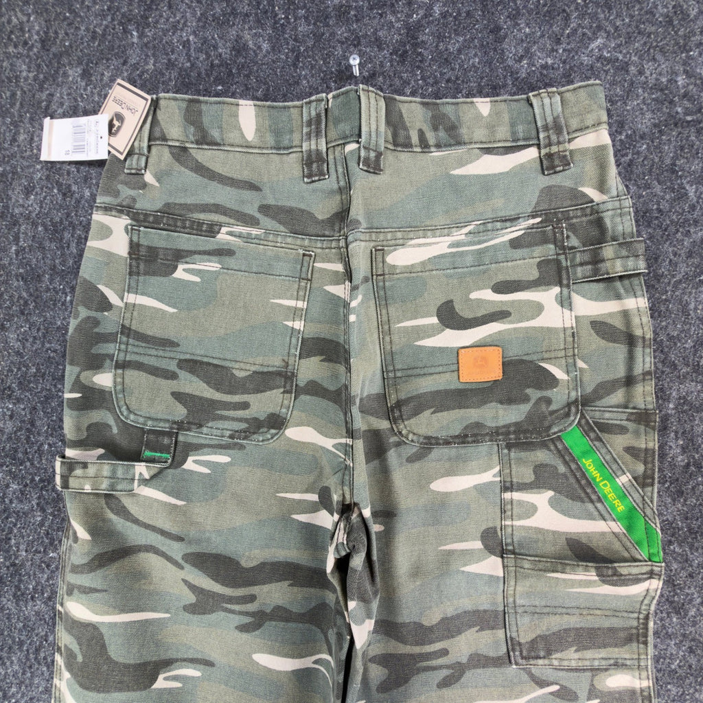 John Deere Carpenter Pants Boys Size 18 Green Camo Print Cotton Canvas NWT - take2supply