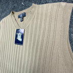 Port City Khaki's V-Neck Sweater Vest Mens L Tan Acrylic NWT Deadstock - take2supply