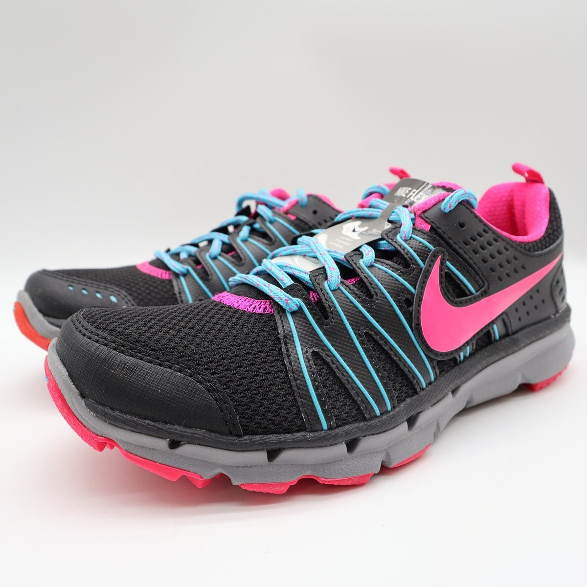 Nike Flex Trail 2 Womens 7 Black Pink Foil Gamma Blue Running Shoes 616681-001 - take2supply