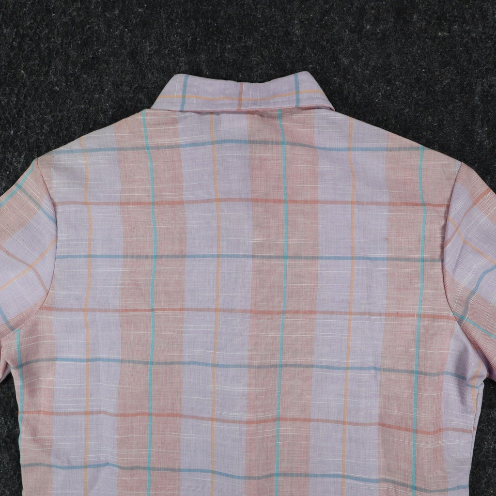 Jenny B Collection Plaid Shirt Womens 9/10 Vintage 80s Pink Pastel Short Sleeve - take2supply