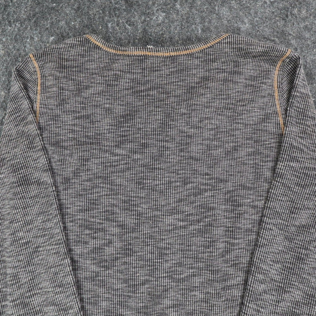 Hem & Thread Henley Top Womens Medium NWT Gray Ribbed Knit Striped Cuff L4753 - take2supply