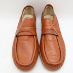 Wayfarer Penny Loafers Mens 8 D Vintage 80s Cognac Leather Wedge Sole Deadstock - take2supply