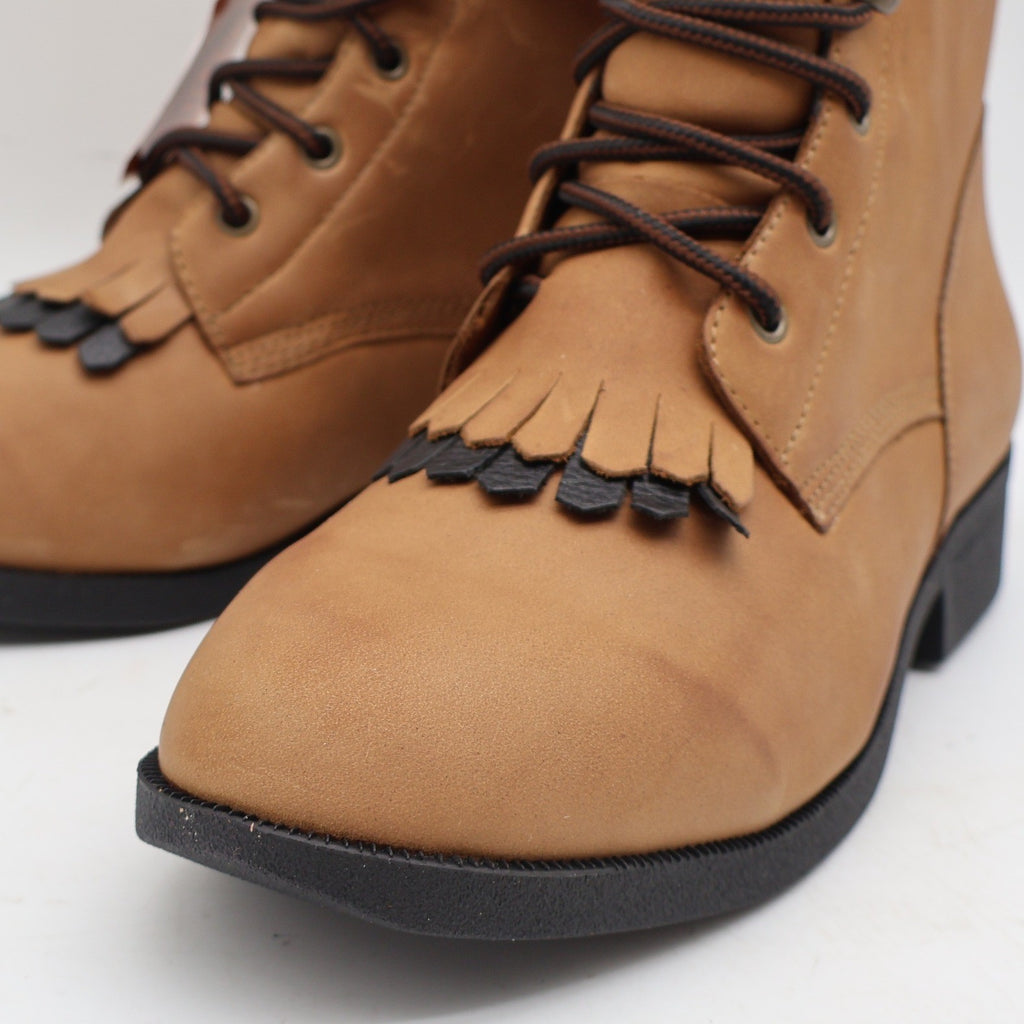 Laredo 551 Lace Up Western Boots Womens 8.5 Brown Leather Kiltie Deadstock - take2supply