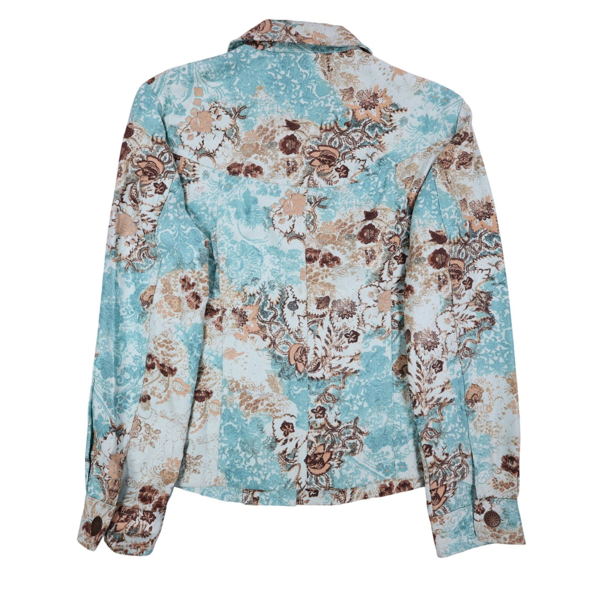Company Collection Shirt Jacket Womens 8 Y2K Aqua Blue Paisley Floral Textured - take2supply