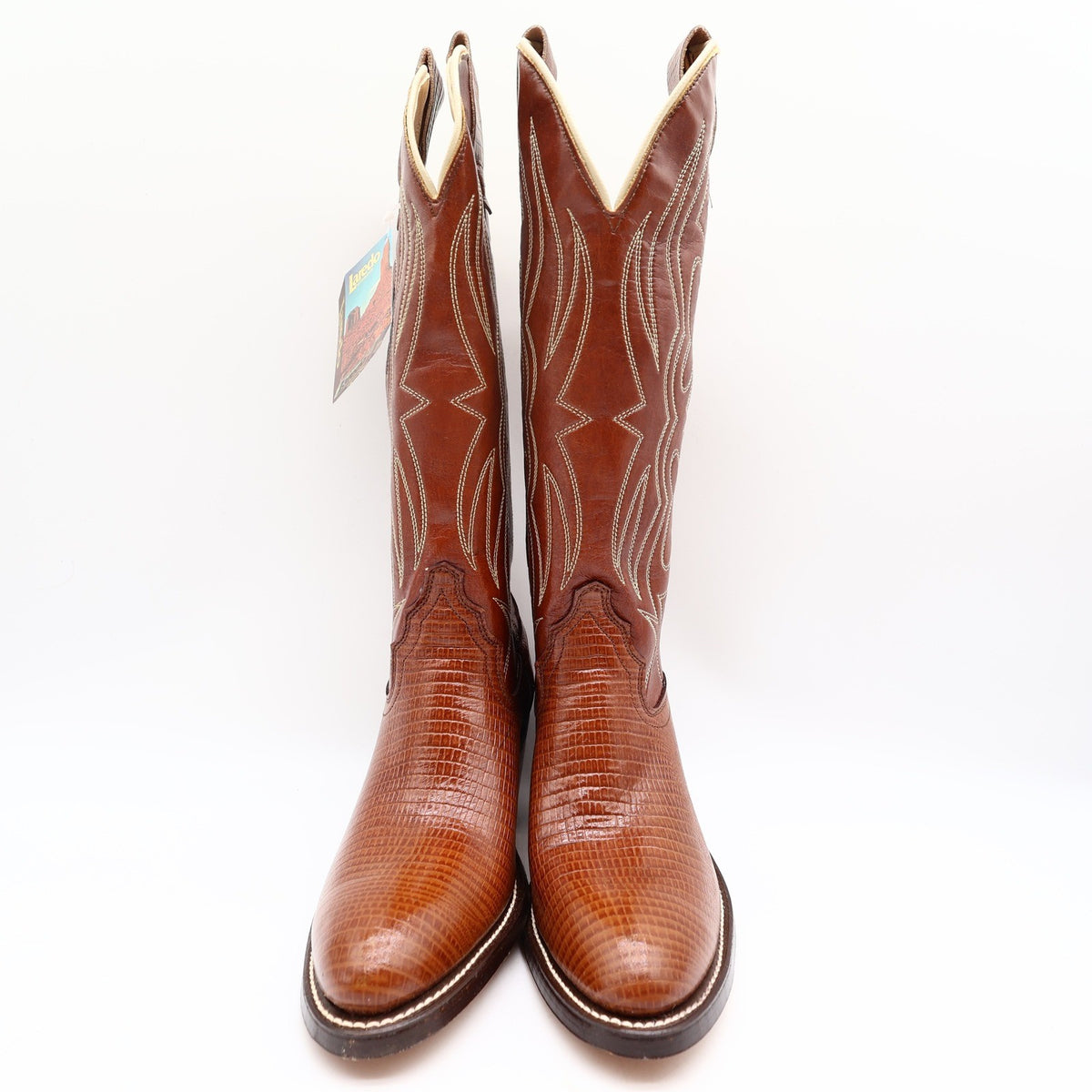 Laredo Vintage 90s Western Cowboy Boots Womens 6 B Brown Lizard Print NWT Box - take2supply