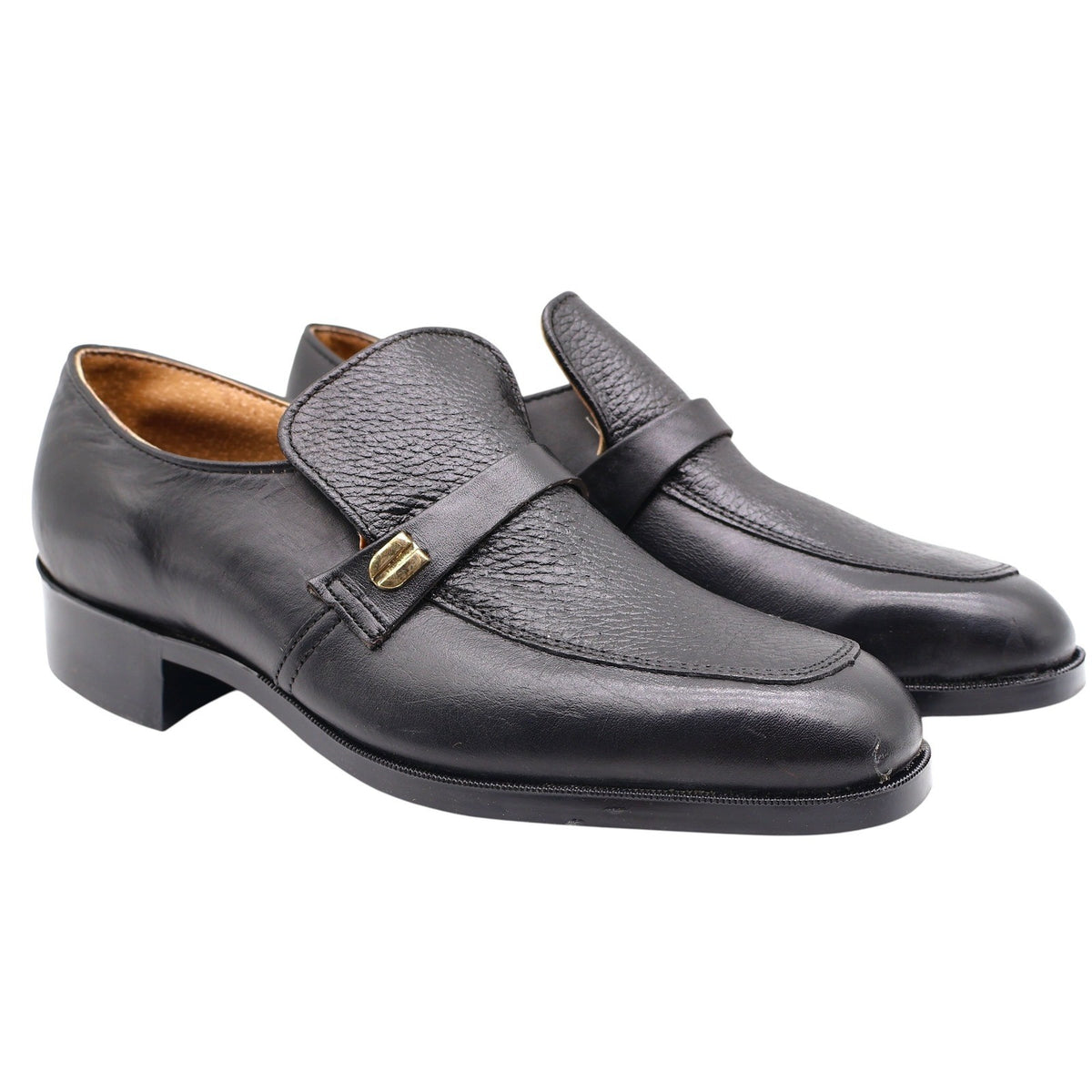 Barclay Slip On Loafers Mens 7 D Vintage Black Leather PermaSole USA 95183 - take2supply