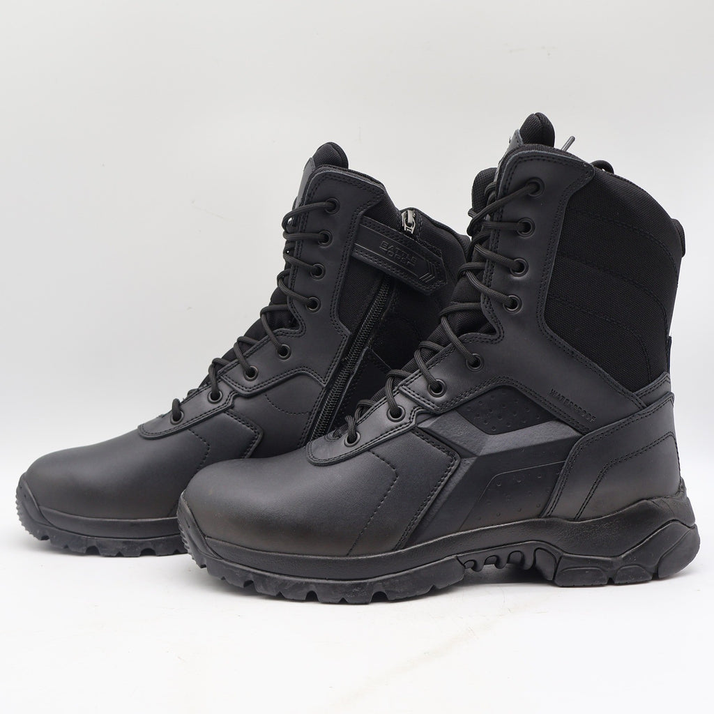 Battle Ops Tactical Boot Mens 10.5 Waterproof Side Zip Black Leather BOPS8001 - take2supply