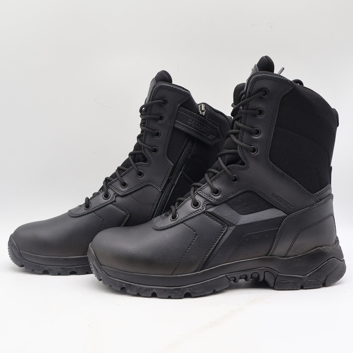 Battle Ops Tactical Boot Mens 10.5 Waterproof Side Zip Black Leather BOPS8001 - take2supply