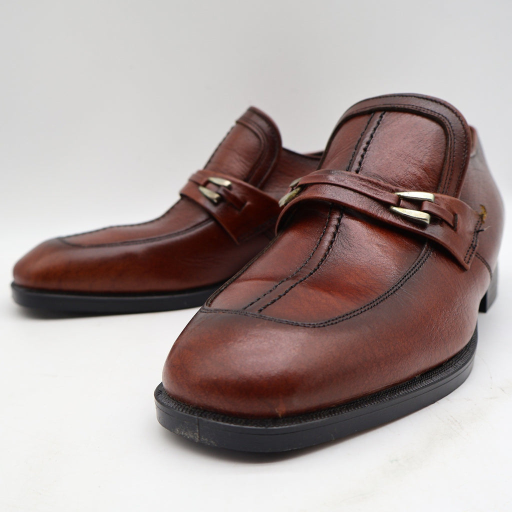 Fortune Loafers Mens 10 Vintage Brown Leather Moc Toe Bit Dress Shoes Deadstock - take2supply