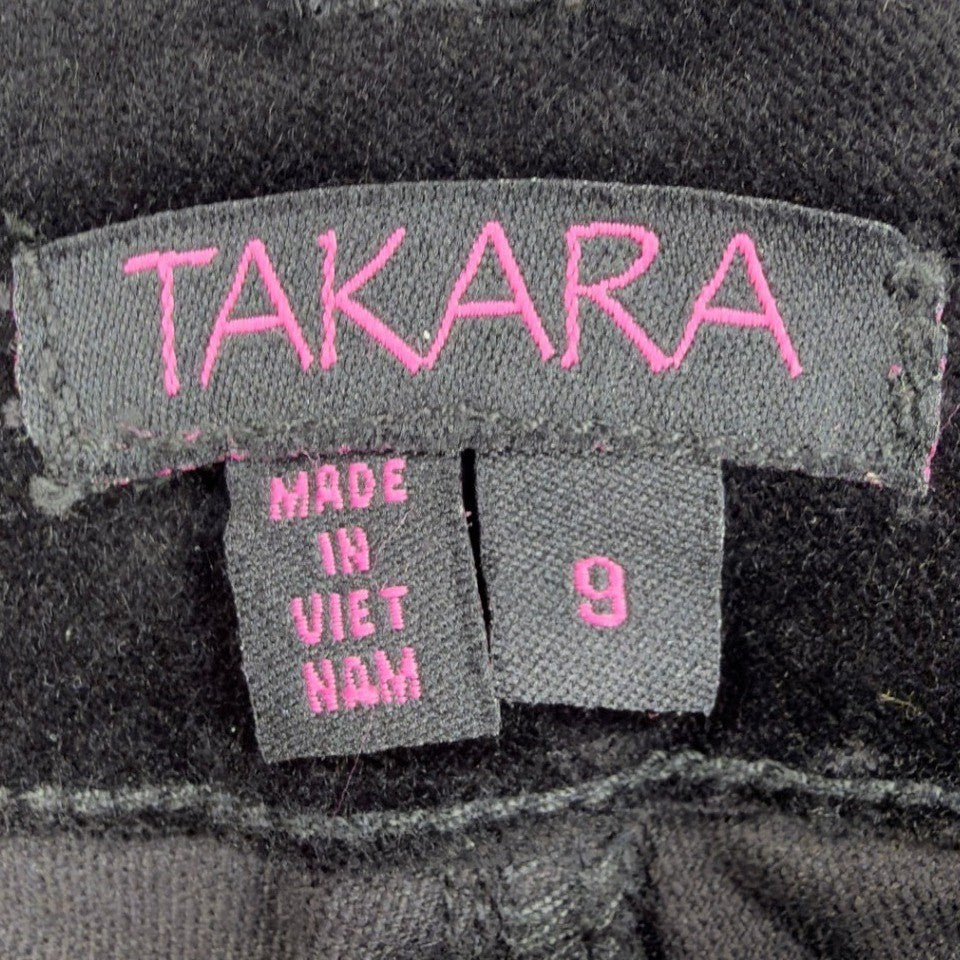 TAKARA Y2K Flare Pants Womens 9 Black Cotton Blend NWT C711 - take2supply