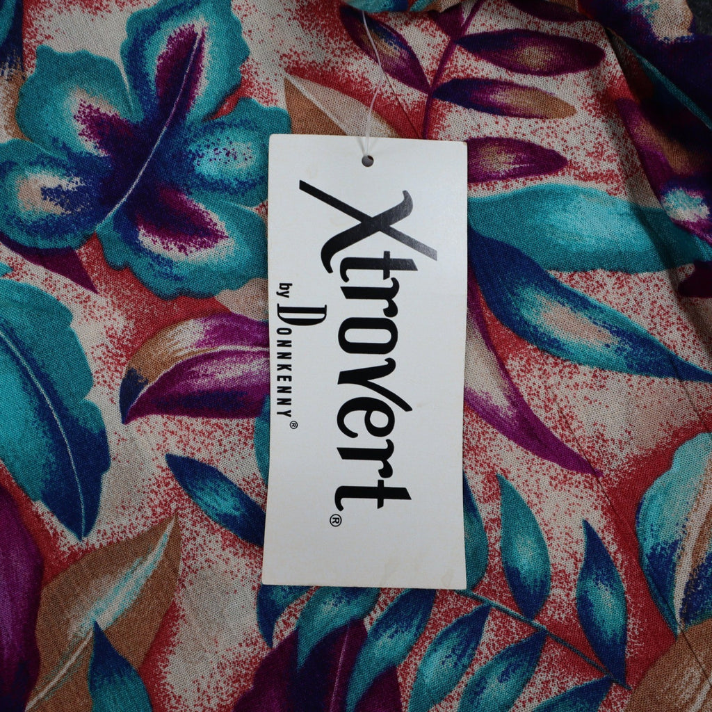 Xtrovert by Donnkenny Blouse Womens Medium Vintage 90s Rayon Tropical Floral USA - take2supply