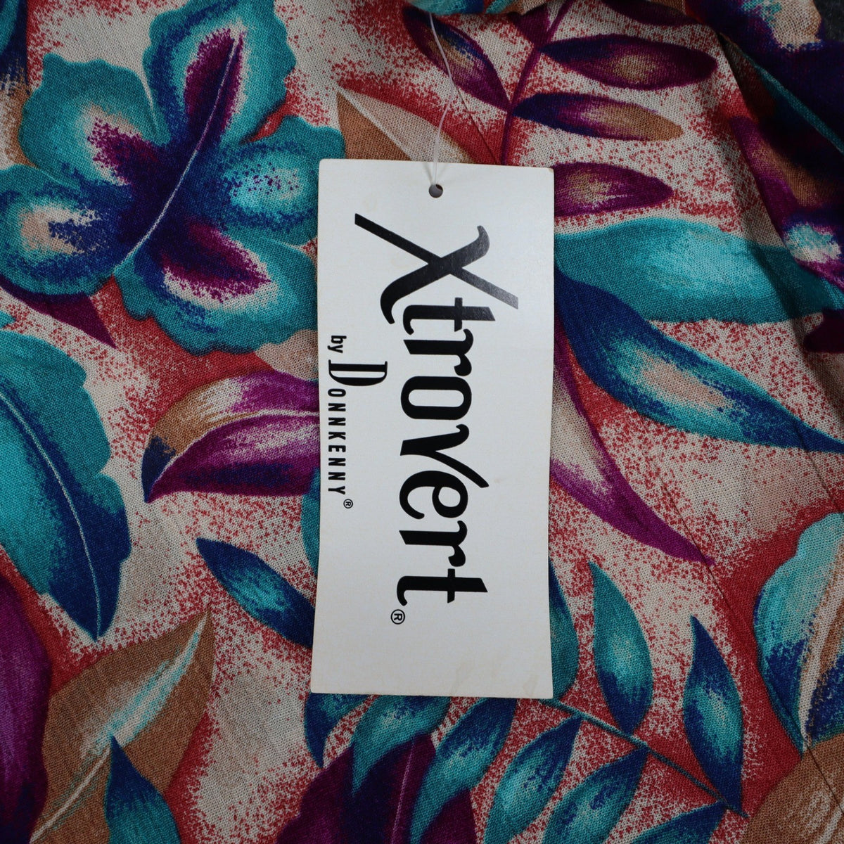Xtrovert by Donnkenny Blouse Womens Medium Vintage 90s Rayon Tropical Floral USA - take2supply