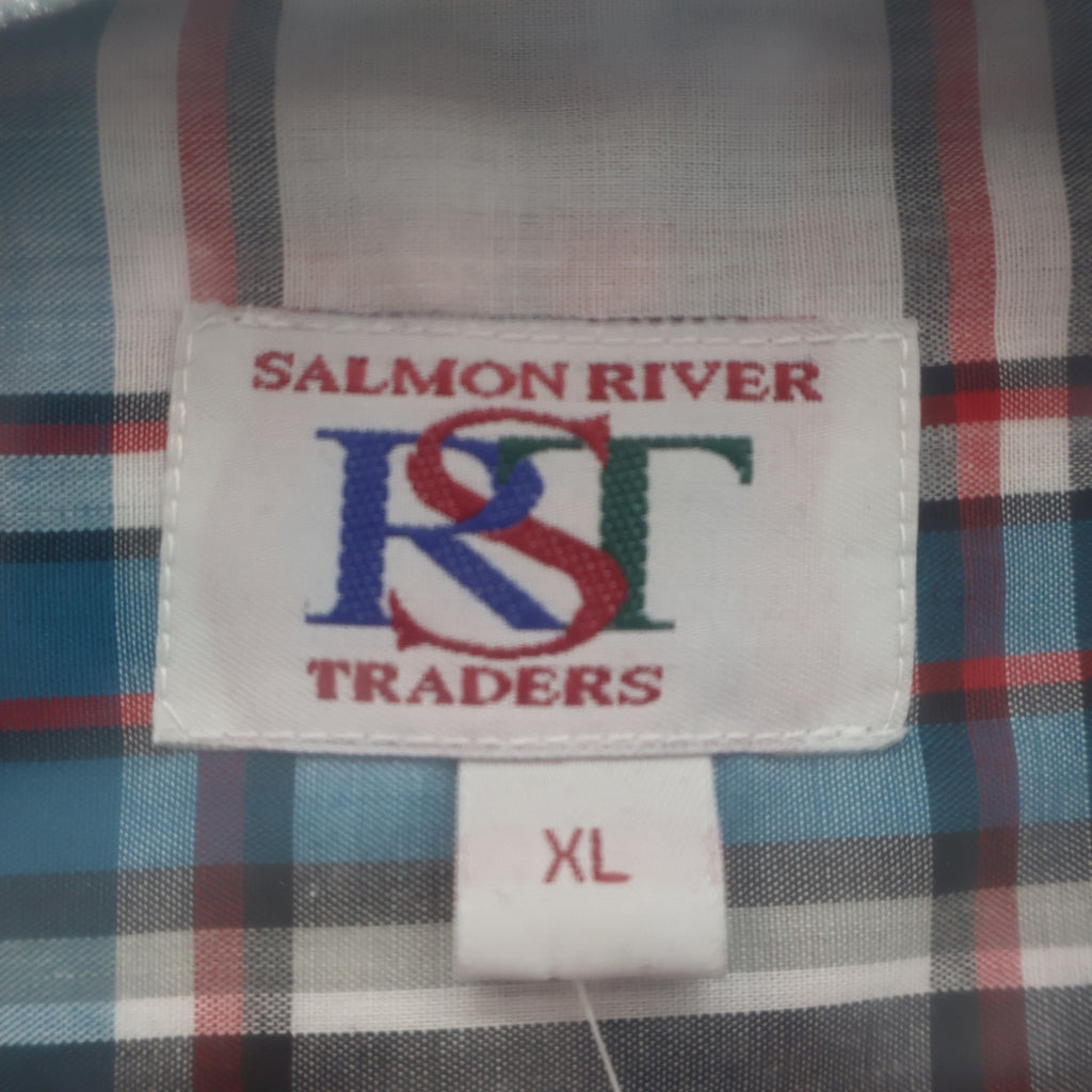 Salmon River Traders Plaid Button Down Mens XL Red Blue White Long Sleeve Shirt - take2supply