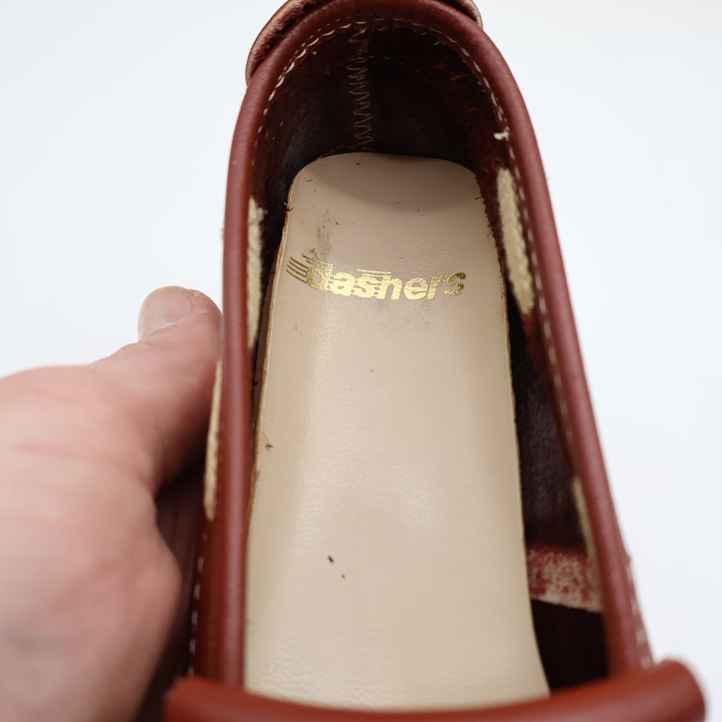 Dashers Kiltie Loafers Kids Size 3 C Vintage Burgundy Leather Shoes Deadstock - take2supply