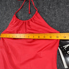 A. Byer Halter Support Tank Womens Medium Y2K Red Stretch Built-in Bra USA NWT - take2supply