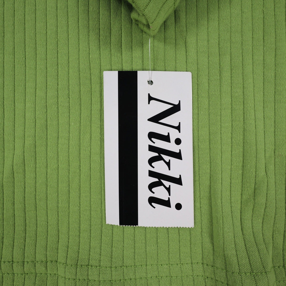 Nikki Mock Neck Top Small Y2K Granny Smith Green Ribbed Long Sleeve 44U5 NEW - take2supply