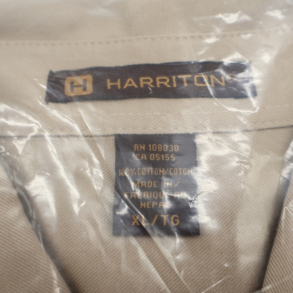 Harriton Button Down Shirt Mens XL Khaki Cotton Teflon Fabric Protector M582 - take2supply