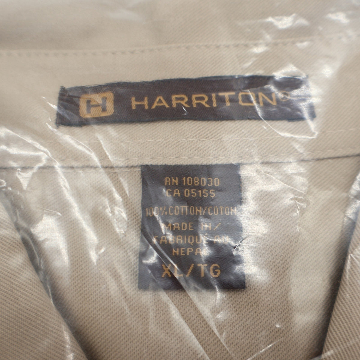 Harriton Button Down Shirt Mens XL Khaki Cotton Teflon Fabric Protector M582 - take2supply