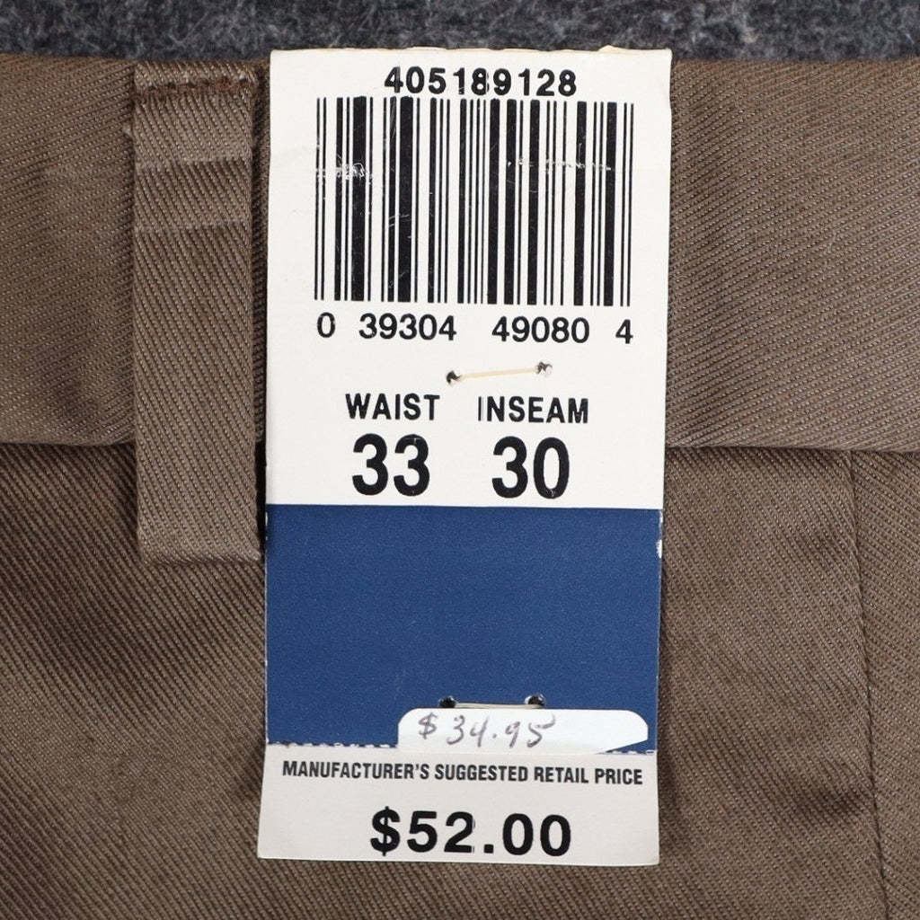 Dockers Khaki Pants Mens 33x30 Brown Pleated Cuffed Stain Defender Classic Fit - take2supply