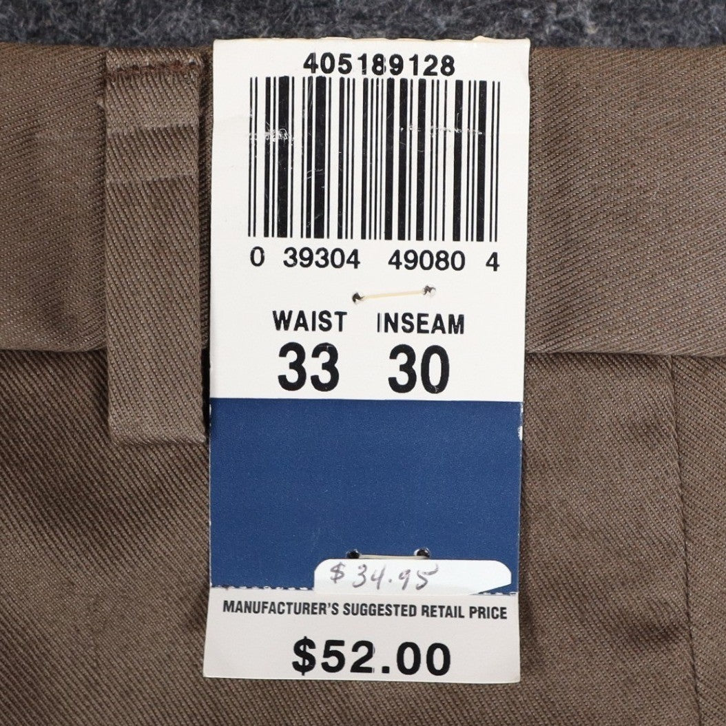 Dockers Khaki Pants Mens 33x30 Brown Pleated Cuffed Stain Defender Classic Fit - take2supply