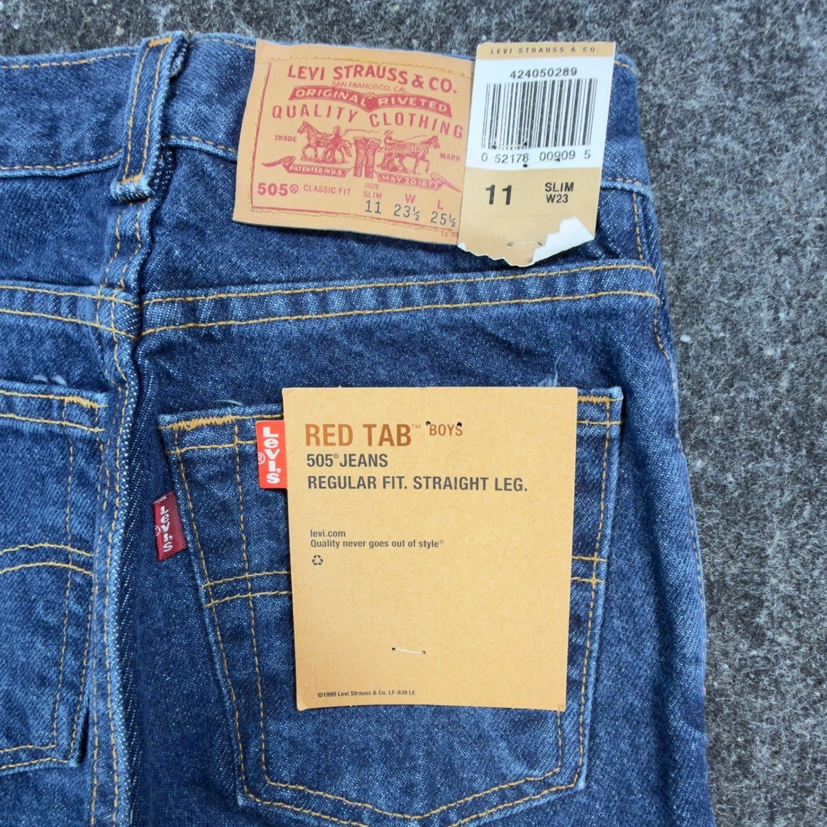 Levi's 505 Jeans Boys 11 Slim Blue Cotton Straight Vintage Y2K Deadstock - take2supply