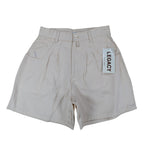 Legacy Jeans Pleated Shorts Womens 7 Vintage 90s Beige Cotton High Waisted NWT - take2supply
