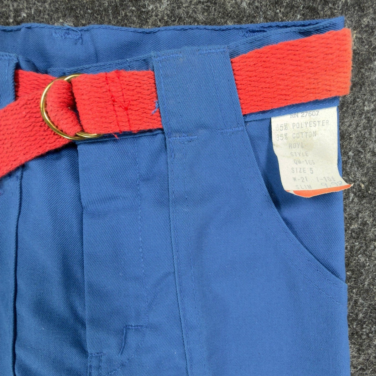 Vintage 70s Kids Trousers Boys 5 Slim Royal Blue Poly Cotton NWT C546 - take2supply