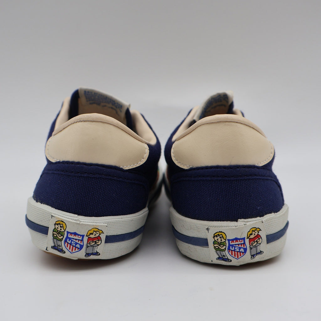 AAU Ruff Necks Scooter Shoes 10.5 Vintage Deadstock Navy Rainbow Canvas Sneakers - take2supply