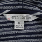 Erin London Womens M Navy White Striped Zip Hoodie Bell Sleeve Pockets NWT - take2supply