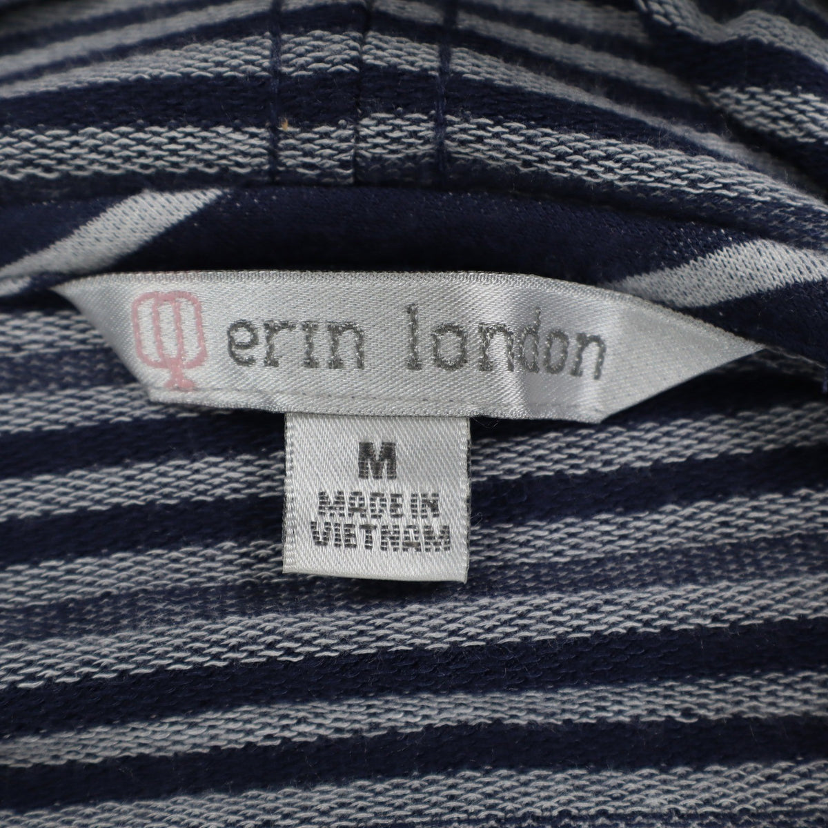 Erin London Womens M Navy White Striped Zip Hoodie Bell Sleeve Pockets NWT - take2supply