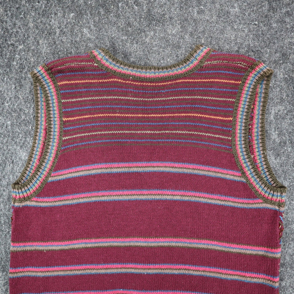 Donnkenny Classics Sweater Vest Womens M Vintage 90s Burgundy Beaded Knit Vest - take2supply
