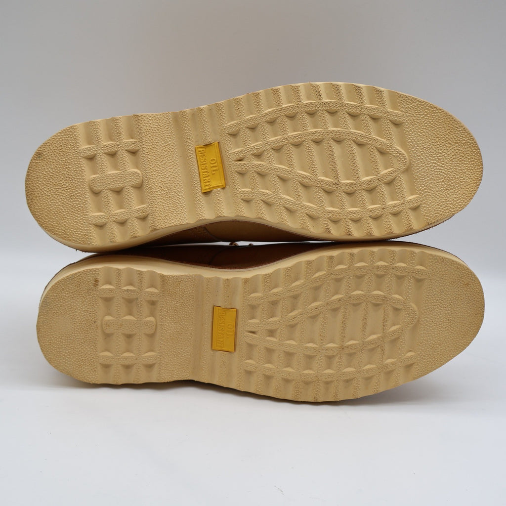 Cedar Crest Moc Toe Work Boots Mens 7.5 E Vintage Tan Leather Wedge Sole 9555 - take2supply