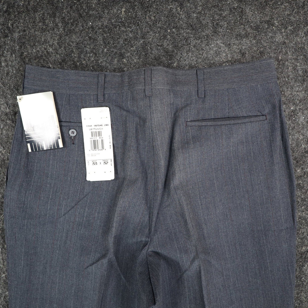 Haggar Pleated Dress Slacks Mens 33x32 Vintage 90s Gray Pinstripe Made in USA - take2supply