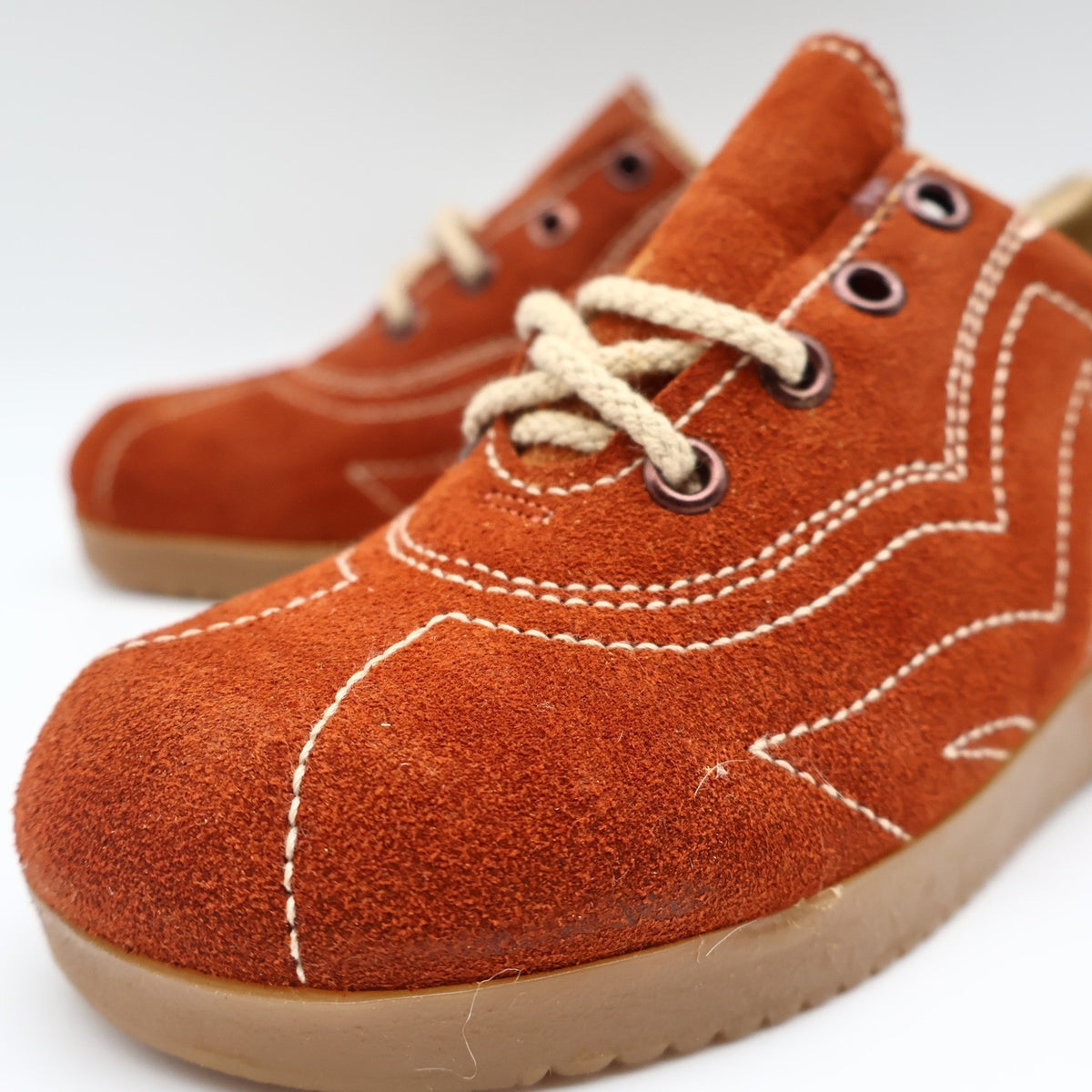 Travlers Lace Up Shoes Womens 5.5 Vintage Rust Brown Suede Gum Wedge Sole NOS - take2supply