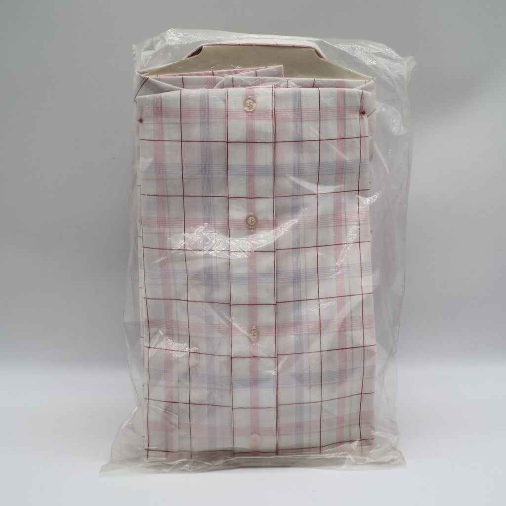 Mark VII Dress Shirt Mens 16 32/33 Vintage Deadstock White Red Blue Plaid Grid - take2supply