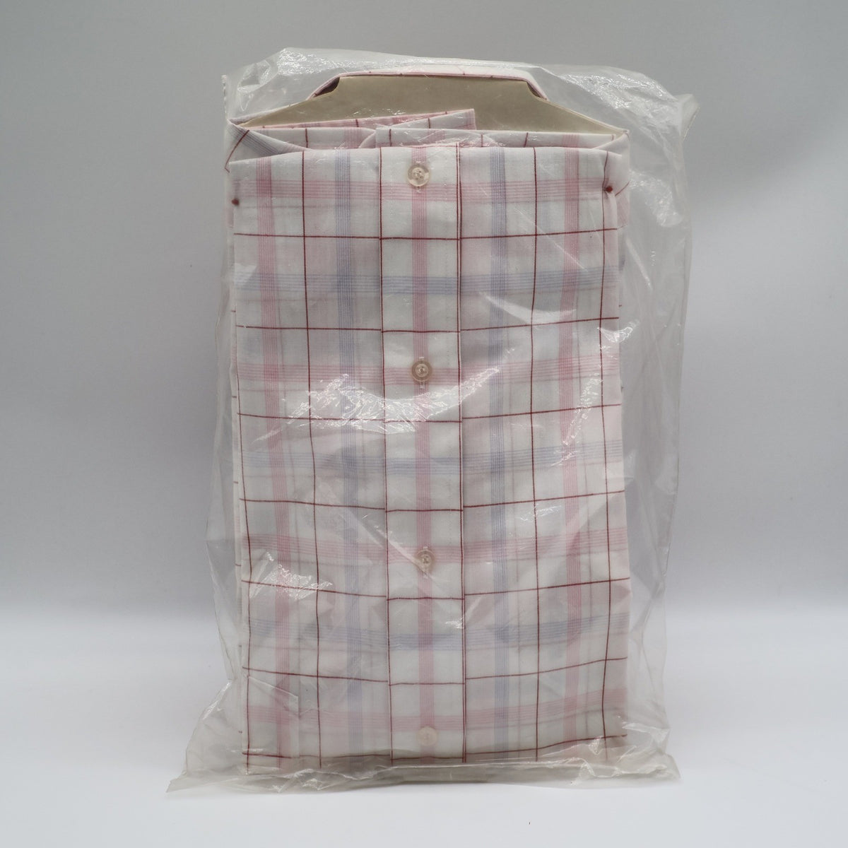 Mark VII Dress Shirt Mens 16 32/33 Vintage Deadstock White Red Blue Plaid Grid - take2supply