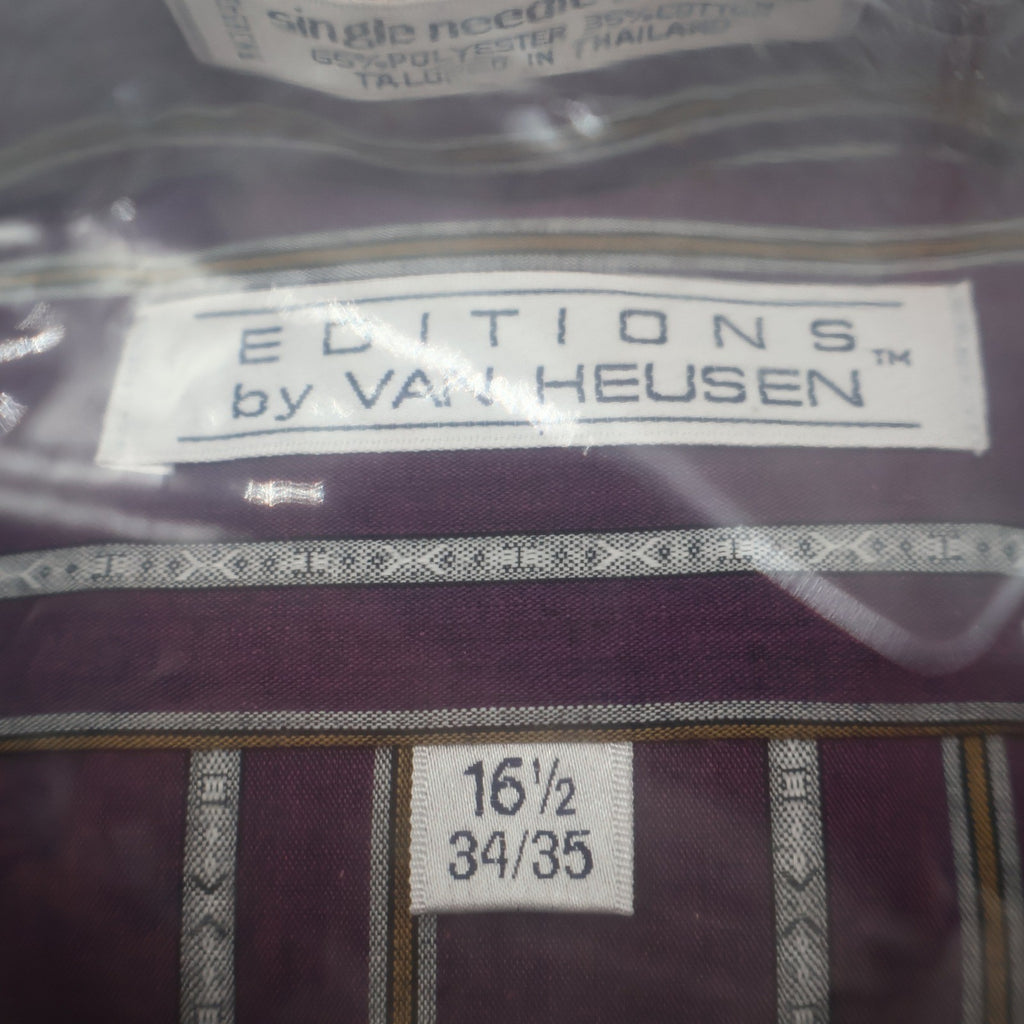 Van Heusen Editions Dress Shirt Mens 16.5 34/35 Purple Geometric Stripe New - take2supply