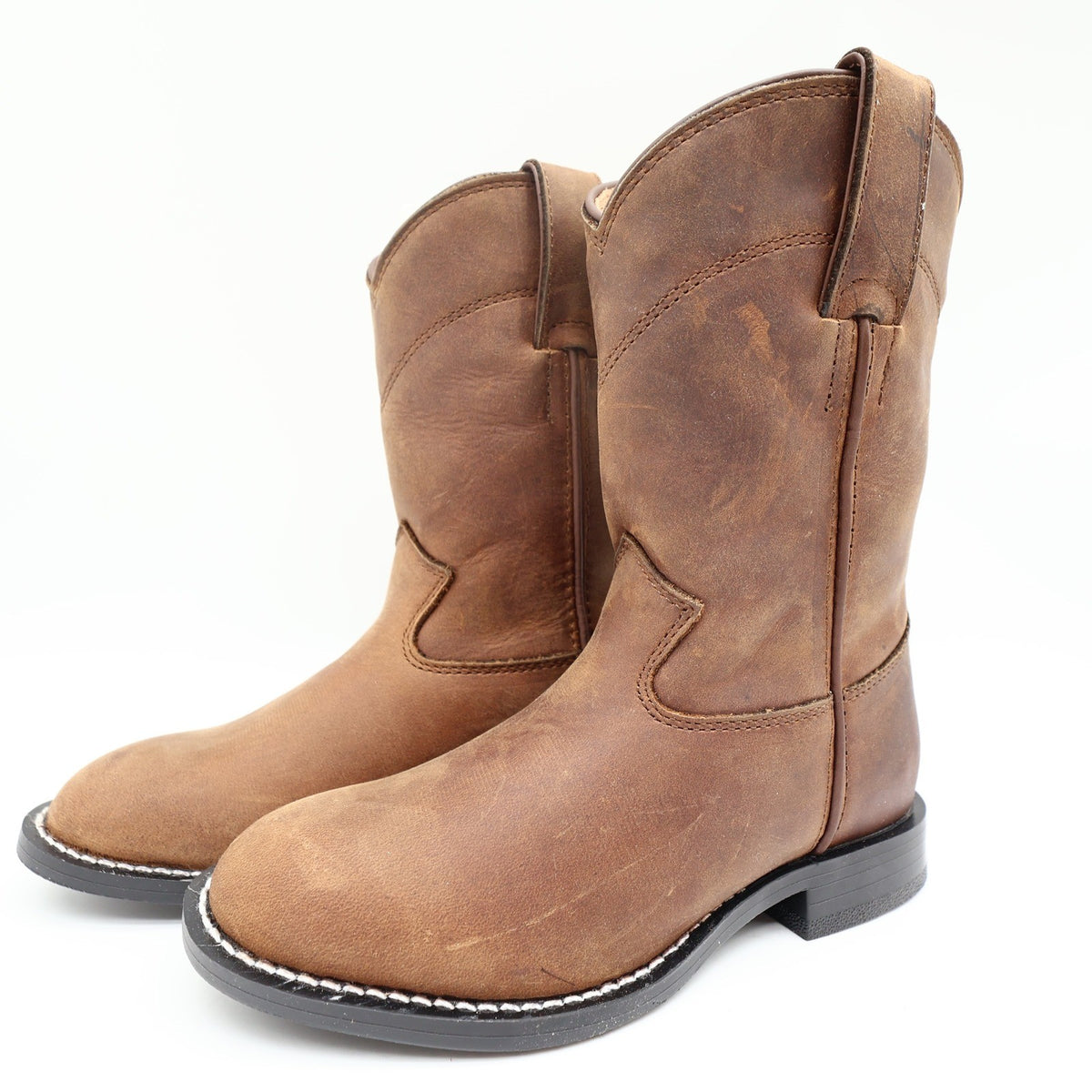 Justin 3410C Kids Western Boots 11D Brown Leather NWT Deadstock Cowboy - take2supply