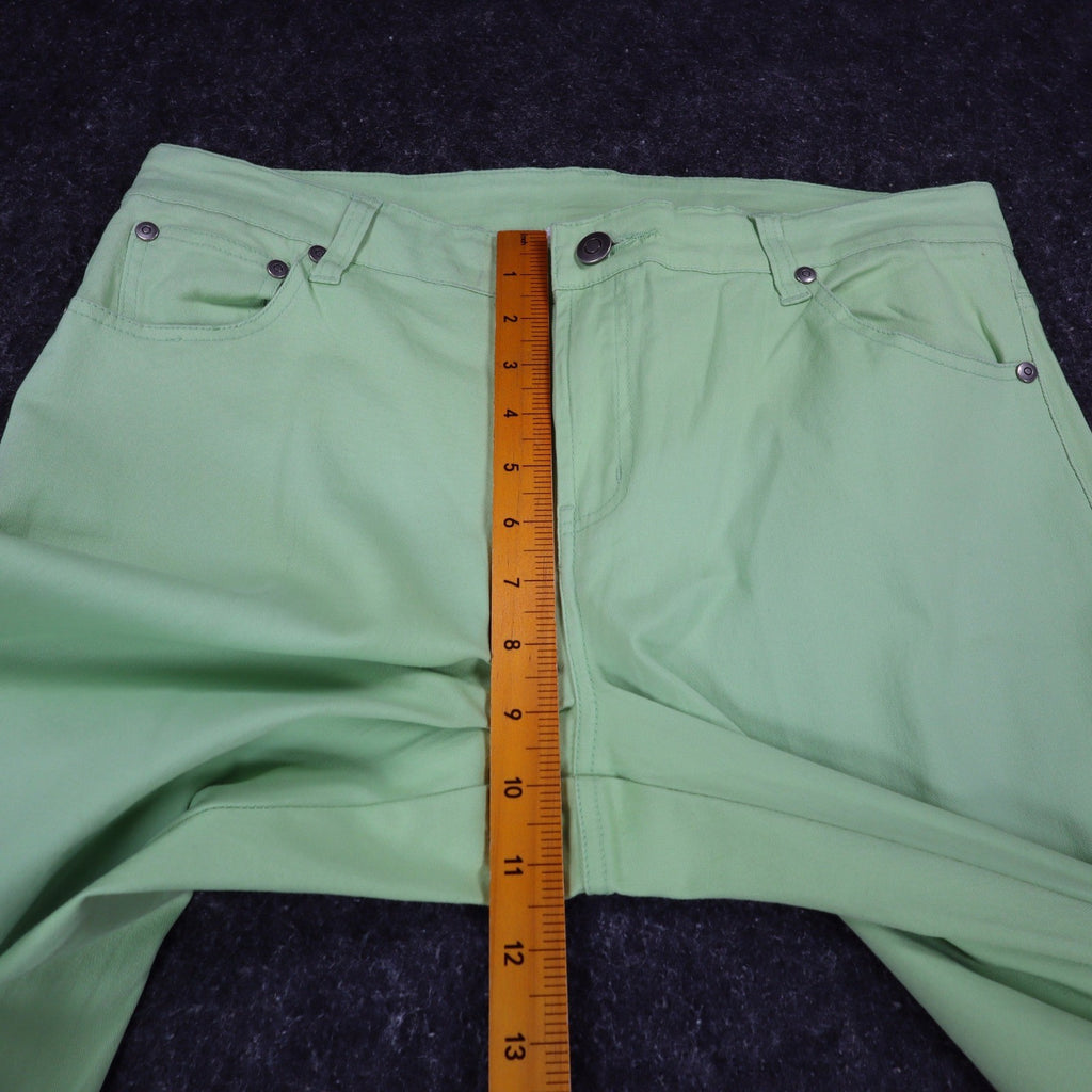 Casual Kiss Flare Pants Womens 10 L Lime Green Cotton Stretch Y2K Style C876 - take2supply