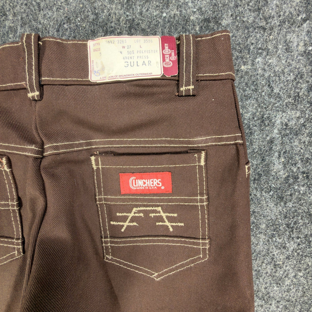Linchers Vintage 70s Shorts Boys W27 Brown Cotton Poly NWT Deadstock USA Made - take2supply