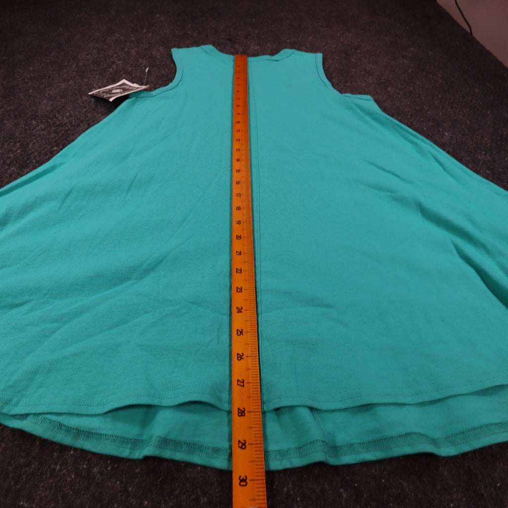 Hang Ten A-Line Tank Dress Medium Vintage 90s Teal Green Cotton Made in USA NWT - take2supply
