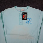 Buffalo Mens Large Vintage Henley Shirt Deadstock USA Made Mint Green Skier L - take2supply