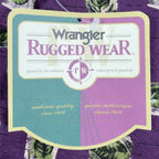 Wrangler 90s Rugged Wear Shirt Mens M Purple Cotton Leaf Print NWT R960LLV - take2supply