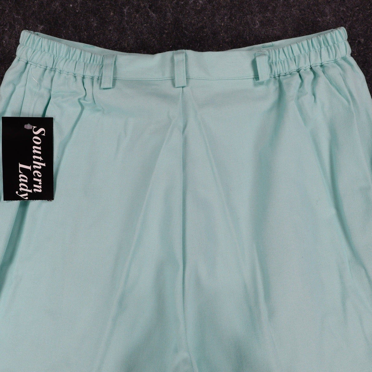 Southern Lady Pleated Shorts Womens Size 10 Aqua Twill High Waist Elastic Back - take2supply