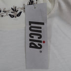 Lucia Mock Neck Top Womens Small Vintage 90s Ivory Embroidered Deadstock NWT - take2supply