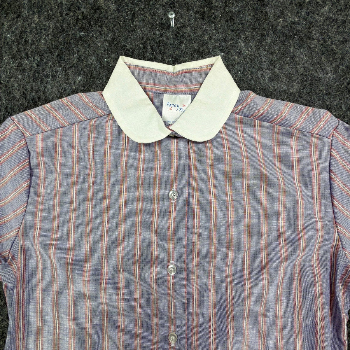 Fancy Free Vintage 70s Striped Blouse Girls 7 Blue Red White NWT - take2supply