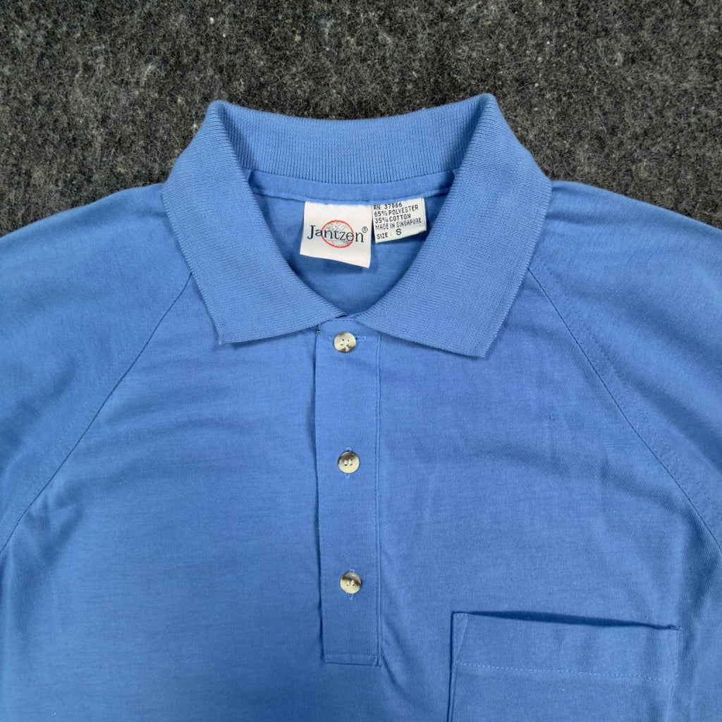 Jantzen Polo Shirt Mens Small Blue Poly Cotton Golf Deadstock NWT 2M506 - take2supply