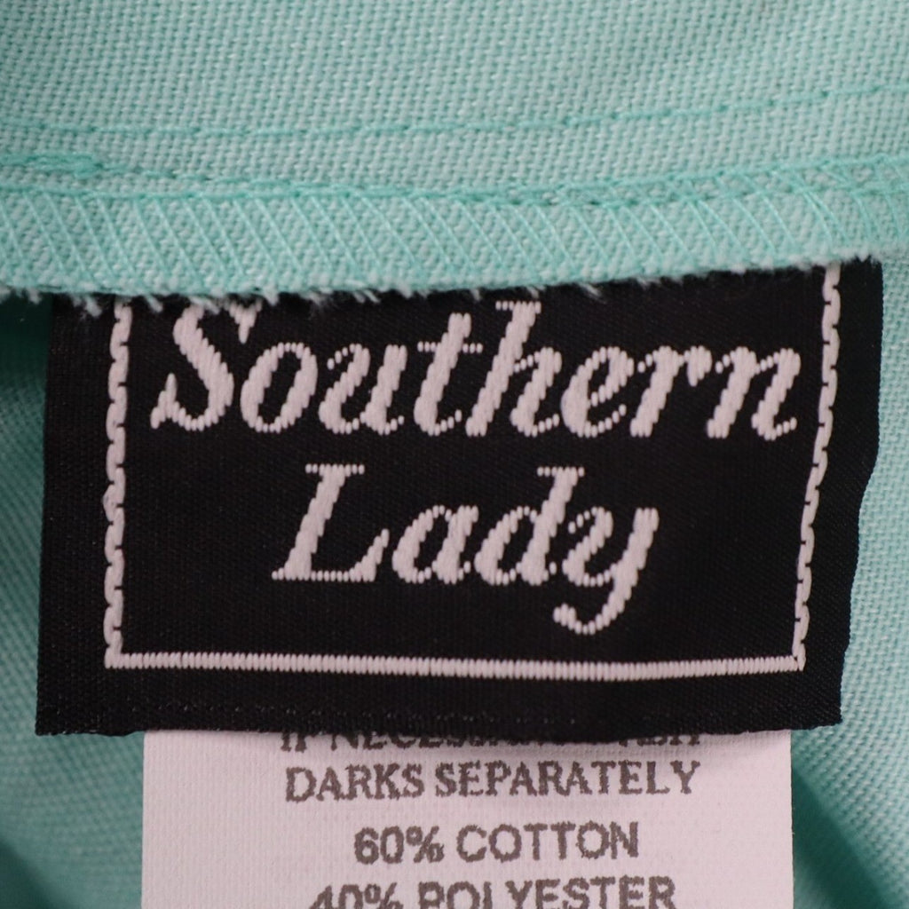 Southern Lady Pleated Shorts Womens Size 10 Aqua Twill High Waist Elastic Back - take2supply
