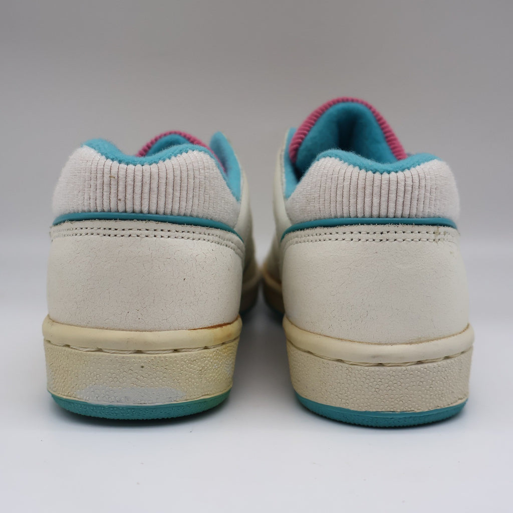Brittania Sneakers Kids Size 1.5 Vintage 80s White Leather Teal Pink B98543G - take2supply